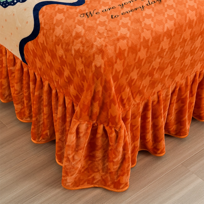 91家纺网 家纺一手货源 找家纺 启扬 2025直播爆款新款8.5斤加厚高克重牛奶绒四件套床裙款法莱绒宝宝绒金貂绒 蝶舞花语