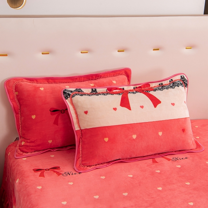 91家纺网 家纺一手货源 找家纺 启扬 2025直播爆款新款8.5斤加厚高克重牛奶绒四件套床裙款法莱绒宝宝绒金貂绒 幸运相伴