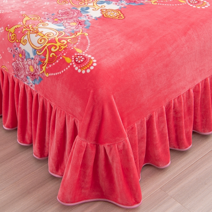 91家纺网 家纺一手货源 找家纺 启扬 2025直播爆款新款8.5斤加厚高克重牛奶绒四件套床裙款法莱绒宝宝绒金貂绒 倾城之恋