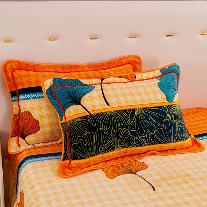 91家纺网 家纺一手货源 找家纺 启扬 2025直播爆款新款8.5斤加厚高克重牛奶绒四件套床裙款法莱绒宝宝绒金貂绒 茉莉粉