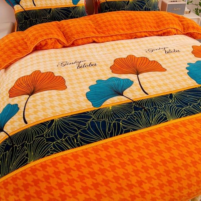 91家纺网 家纺一手货源 找家纺 启扬 2025直播爆款新款8.5斤加厚高克重牛奶绒四件套床裙款法莱绒宝宝绒金貂绒 茉莉粉