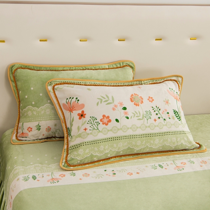 91家纺网 家纺一手货源 找家纺 启扬 2025直播爆款新款8.5斤加厚高克重牛奶绒四件套床裙款法莱绒宝宝绒金貂绒 春意盎然