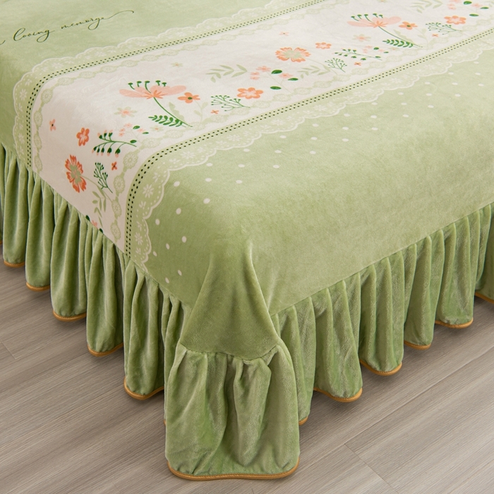 91家纺网 家纺一手货源 找家纺 启扬 2025直播爆款新款8.5斤加厚高克重牛奶绒四件套床裙款法莱绒宝宝绒金貂绒 春意盎然