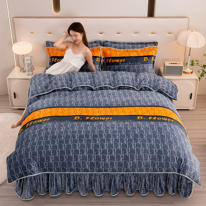 91家纺网 家纺一手货源 找家纺 启扬 2025直播爆款新款8.5斤加厚高克重牛奶绒四件套床裙款法莱绒宝宝绒金貂绒 休闲人生