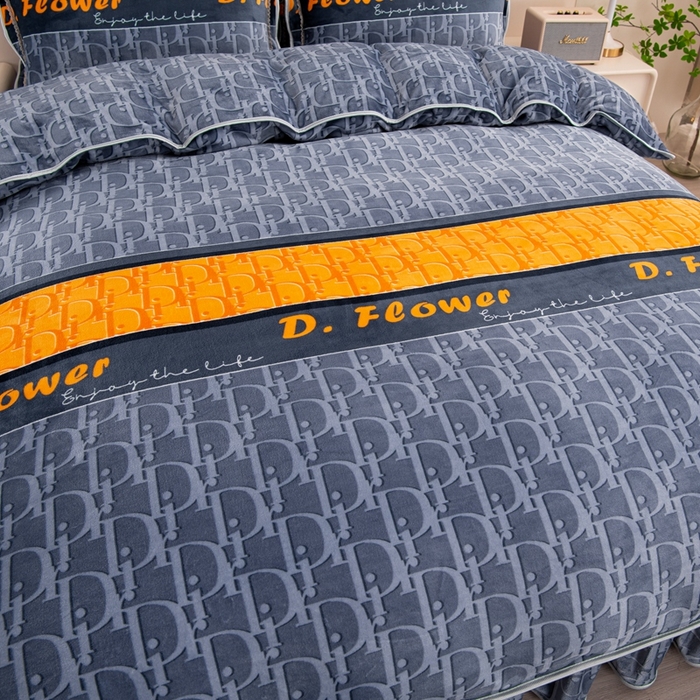 91家纺网 家纺一手货源 找家纺 启扬 2025直播爆款新款8.5斤加厚高克重牛奶绒四件套床裙款法莱绒宝宝绒金貂绒 休闲人生