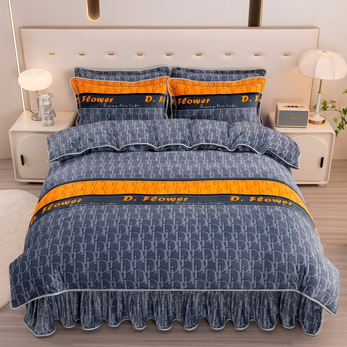 91家纺网 家纺一手货源 找家纺 启扬 2025直播爆款新款8.5斤加厚高克重牛奶绒四件套床裙款法莱绒宝宝绒金貂绒 休闲人生