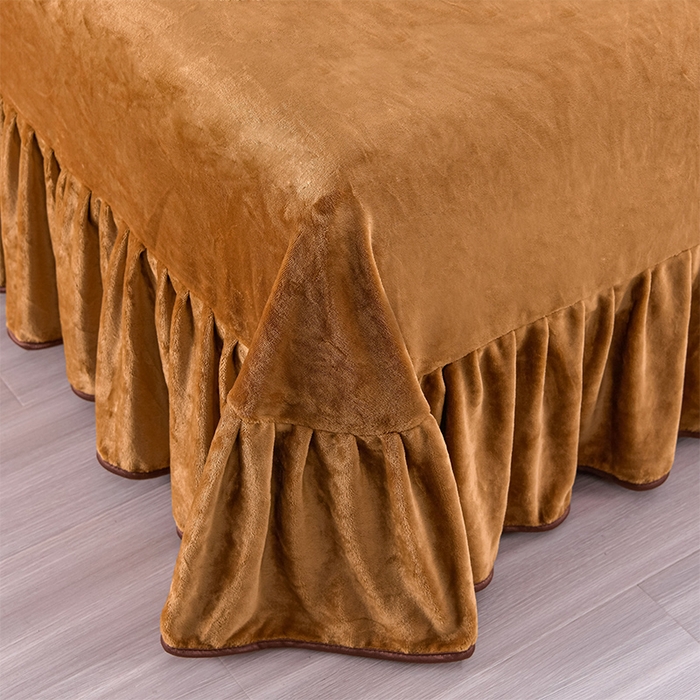 91家纺网 家纺一手货源 找家纺 启扬 2025直播爆款新款8.5斤加厚高克重牛奶绒四件套床裙款法莱绒宝宝绒金貂绒 英伦时尚