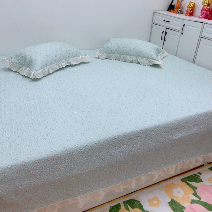 91家纺网 家纺一手货源 找家纺 暖居 2025新款纯棉绗缝夹棉榻榻米支持定制防滑全棉印花小碎花农村大炕盖三件套系列 兰庭