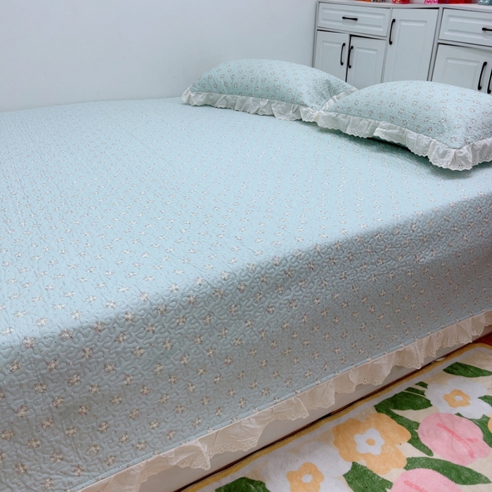 91家纺网 家纺一手货源 找家纺 暖居 2025新款纯棉绗缝夹棉榻榻米支持定制防滑全棉印花小碎花农村大炕盖三件套系列 兰庭