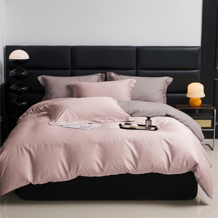 91家纺网 家纺一手货源 找家纺 顾家家居 2024新款兰精天丝棉磨毛双拼四件套 燕麦+丁香褐,燕麦+丁香褐