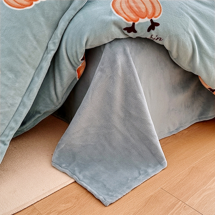 91家纺网 家纺一手货源 找家纺 家贝爱 2025新款A类牛奶绒印花四件套 南瓜派对