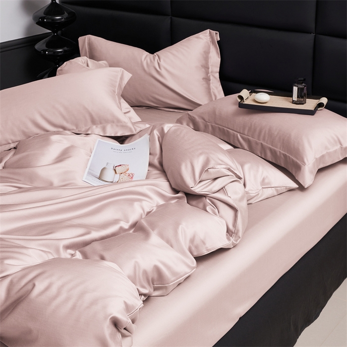 91家纺网 家纺一手货源 找家纺 顾家家居 2024新款7A抗菌兰精天丝棉磨毛纯色四件套 燕麦色