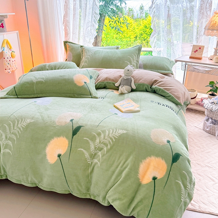 91家纺网 家纺一手货源 找家纺 家贝爱 2025新款A类牛奶绒印花四件套 摇曳生姿