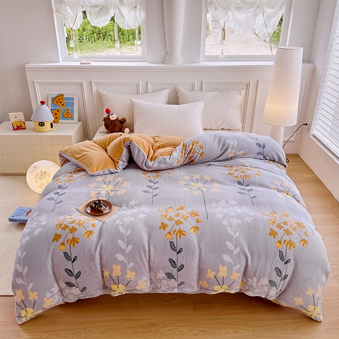 91家纺网 家纺一手货源 找家纺 家贝爱 2025新款A类牛奶绒印花四件套 长相思