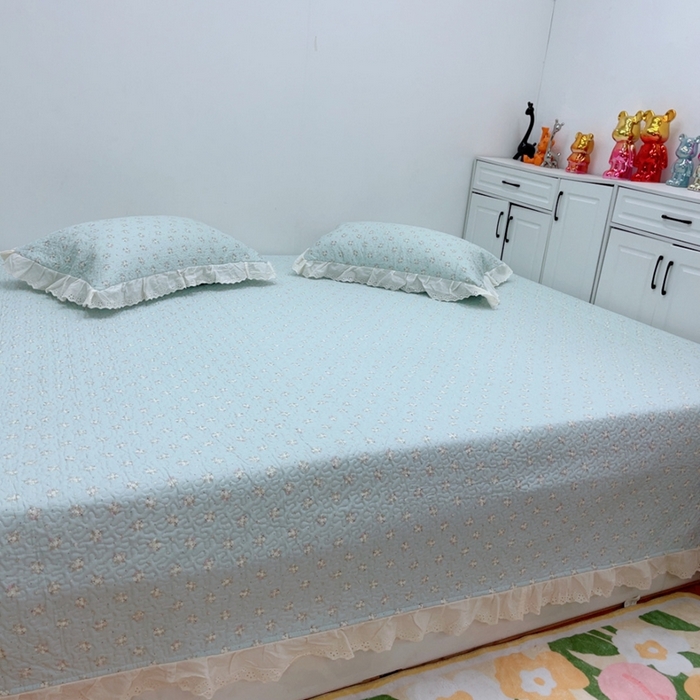 91家纺网 家纺一手货源 找家纺 暖居 2025新款纯棉绗缝夹棉榻榻米支持定制防滑全棉印花小碎花农村大炕盖三件套系列 兰庭