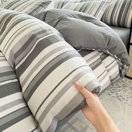 优承佳生活馆 2025新款水洗云朵四件套（提供买家秀） 条纹灰