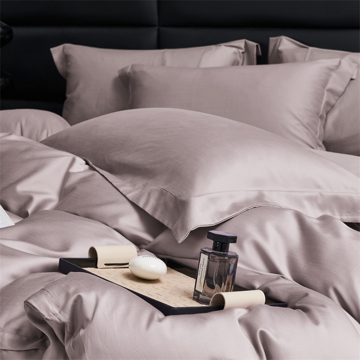 91家纺网 家纺一手货源 找家纺 顾家家居 2024新款7A抗菌兰精天丝棉磨毛纯色四件套 丁香褐