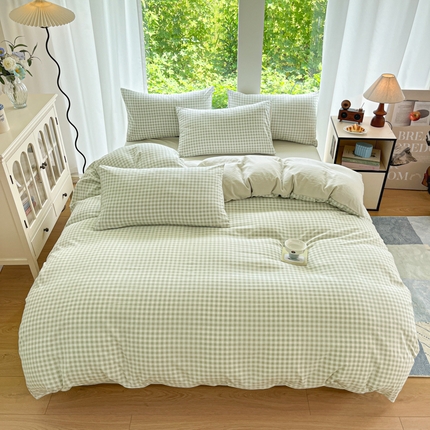 91家纺网 家纺一手货源 找家纺 优承佳生活馆 2025新款水洗云朵四件套（提供买家秀） 绿小格