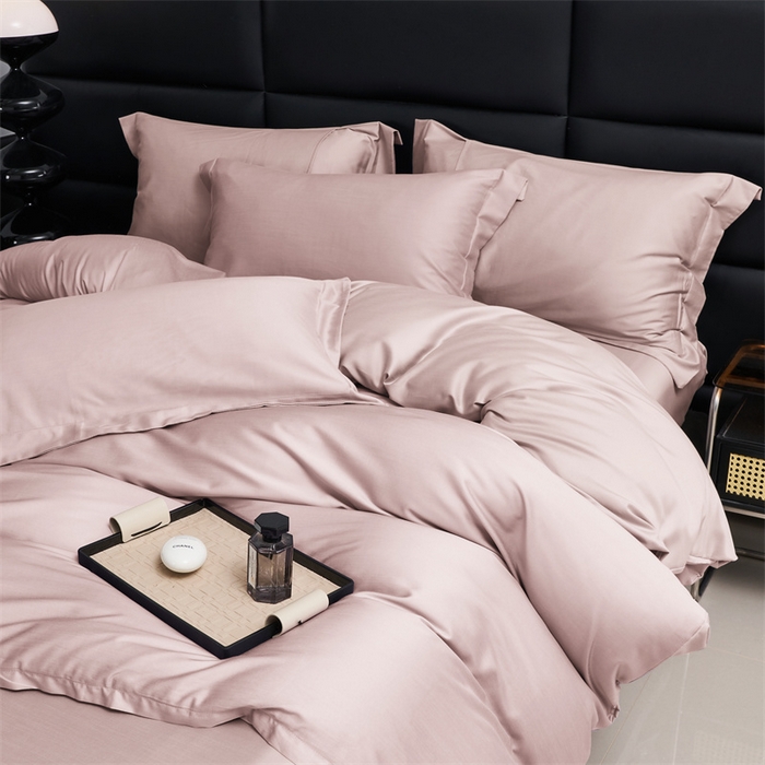 91家纺网 家纺一手货源 找家纺 顾家家居 2024新款7A抗菌兰精天丝棉磨毛纯色四件套 燕麦色