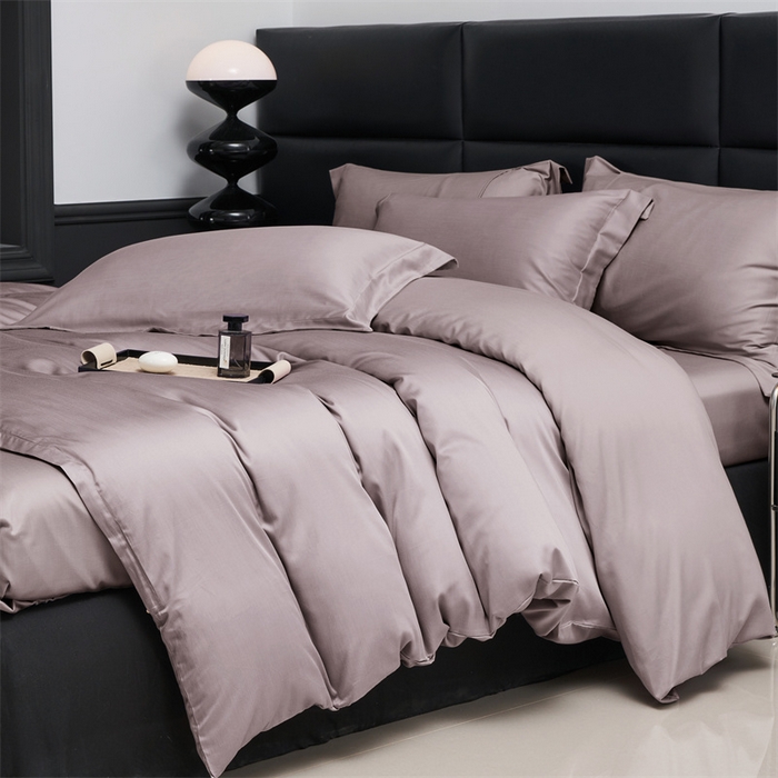 91家纺网 家纺一手货源 找家纺 顾家家居 2024新款7A抗菌兰精天丝棉磨毛纯色四件套 丁香褐