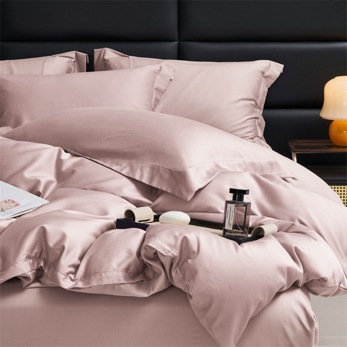 91家纺网 家纺一手货源 找家纺 顾家家居 2024新款7A抗菌兰精天丝棉磨毛纯色四件套 燕麦色