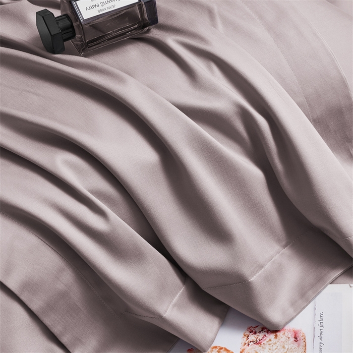 91家纺网 家纺一手货源 找家纺 顾家家居 2024新款7A抗菌兰精天丝棉磨毛纯色四件套 丁香褐