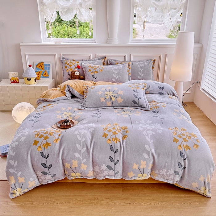 91家纺网 家纺一手货源 找家纺 家贝爱 2025新款A类牛奶绒印花四件套 长相思