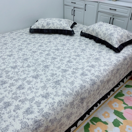 暖居 2025新款纯棉绗缝夹棉榻榻米支持定制防滑全棉印花小碎花农村大炕盖三件套系列 白山茶