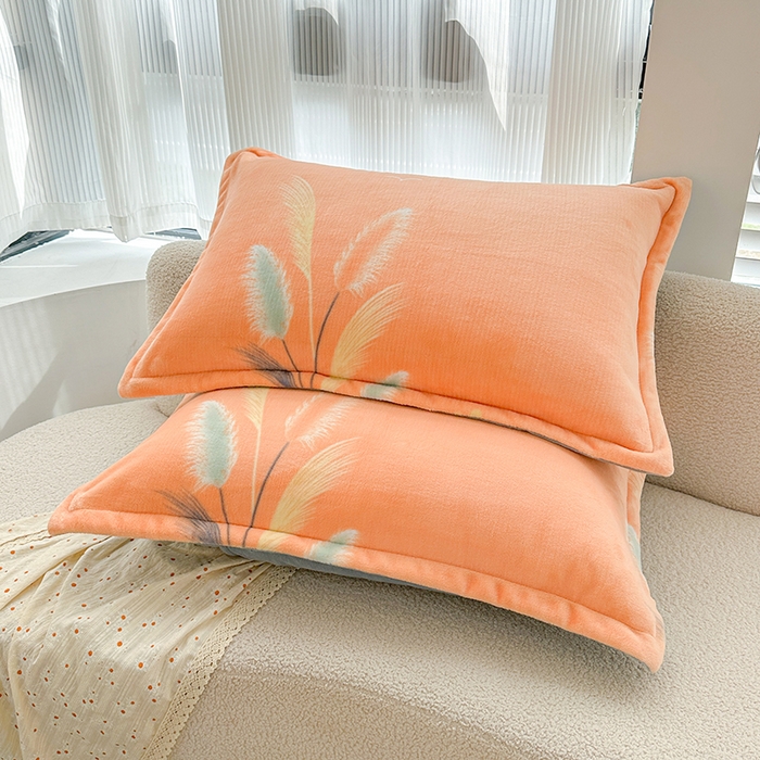 91家纺网 家纺一手货源 找家纺 家贝爱 2025新款A类牛奶绒印花四件套 情人草-桔