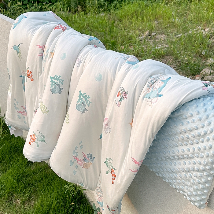 91家纺网 家纺一手货源 找家纺 小芽家居 2025新款儿童豆豆被被子被芯 海底世界