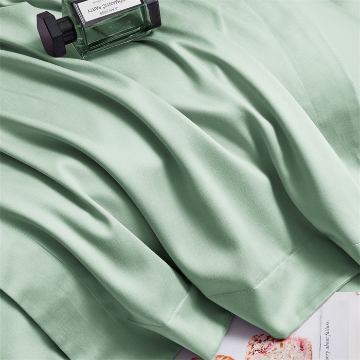 91家纺网 家纺一手货源 找家纺 顾家家居 2024新款7A抗菌兰精天丝棉磨毛纯色四件套 碧绿