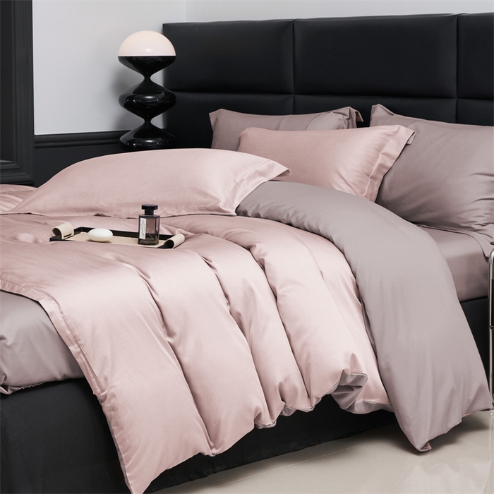 91家纺网 家纺一手货源 找家纺 顾家家居 2024新款兰精天丝棉磨毛双拼四件套 燕麦+丁香褐