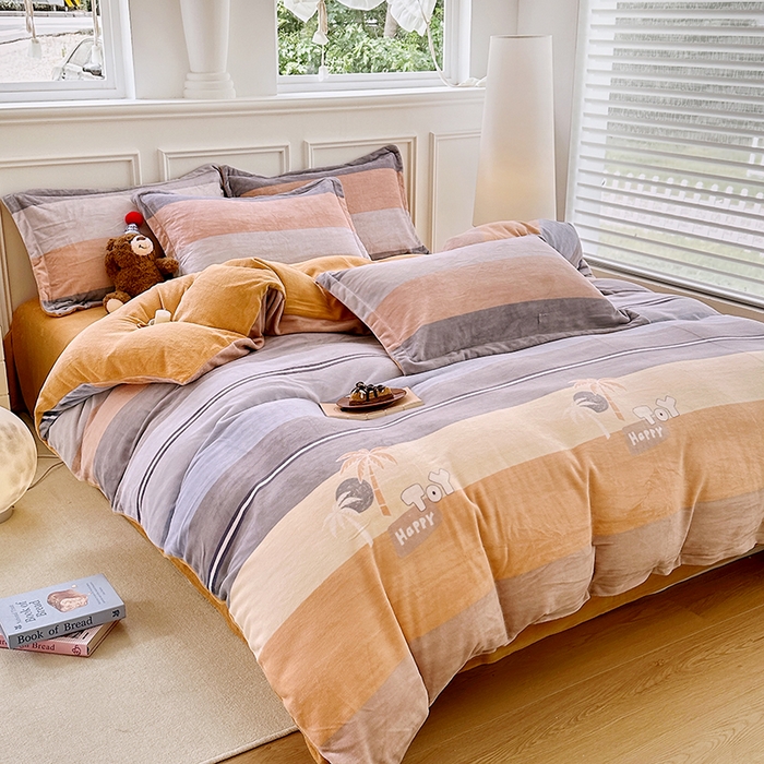 91家纺网 家纺一手货源 找家纺 家贝爱 2025新款A类牛奶绒印花四件套 欢乐之旅