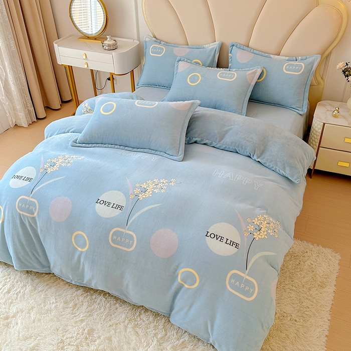 91家纺网 家纺一手货源 找家纺 家贝爱 2025新款A类牛奶绒印花四件套 浪漫国度