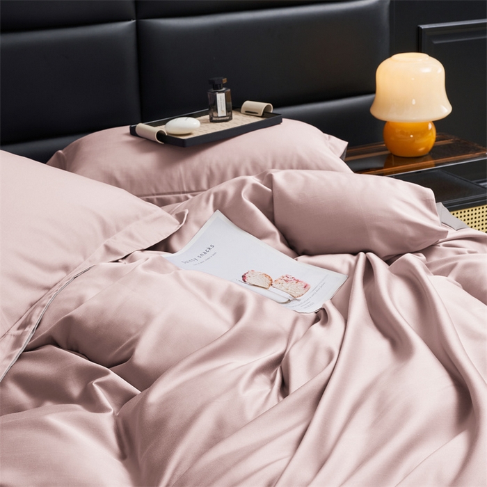 91家纺网 家纺一手货源 找家纺 顾家家居 2024新款兰精天丝棉磨毛双拼四件套 燕麦+丁香褐