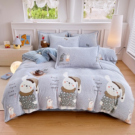 家贝爱 2025新款A类牛奶绒印花四件套 好伙伴