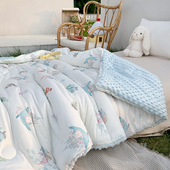 91家纺网 家纺一手货源 找家纺 小芽家居 2025新款儿童豆豆被被子被芯 海底世界