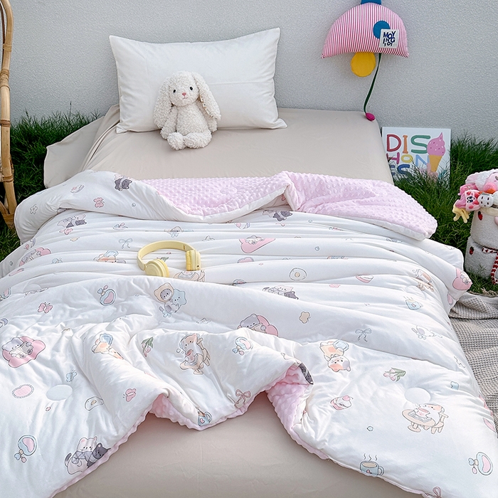 91家纺网 家纺一手货源 找家纺 小芽家居 2025新款儿童豆豆被被子被芯 甜梦小被-白