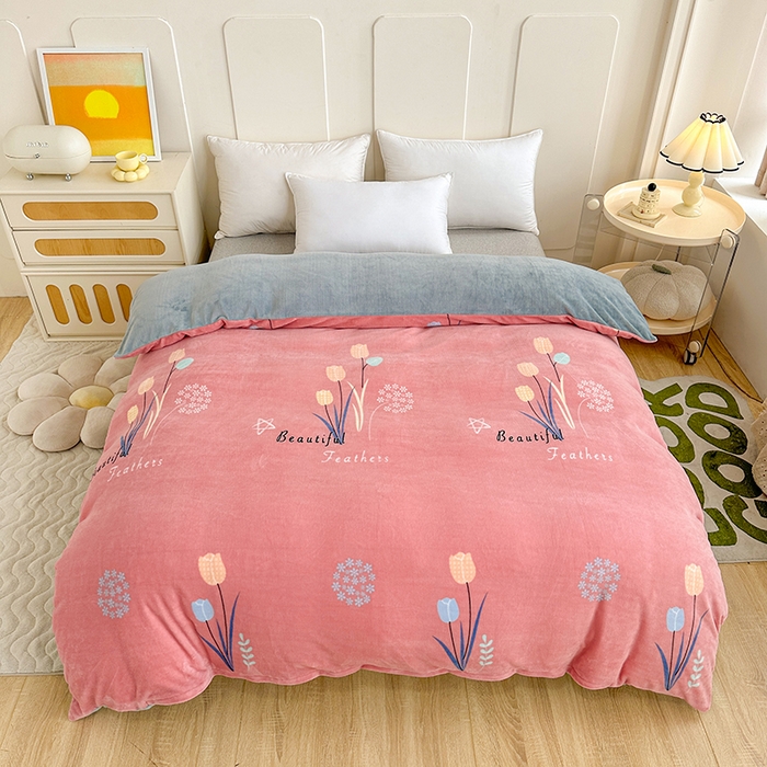 91家纺网 家纺一手货源 找家纺 家贝爱 2025新款A类牛奶绒印花四件套 花开浪漫