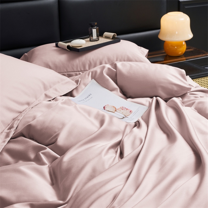 91家纺网 家纺一手货源 找家纺 顾家家居 2024新款7A抗菌兰精天丝棉磨毛纯色四件套 燕麦色