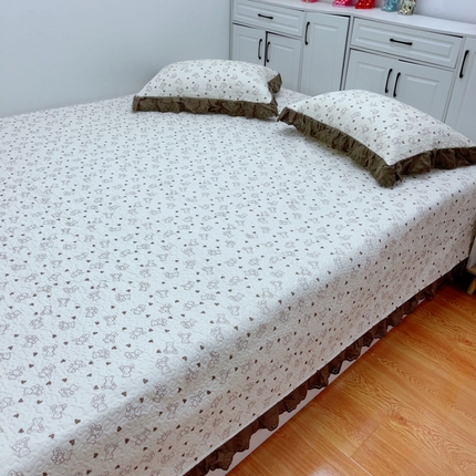 暖居 2025新款纯棉绗缝夹棉榻榻米支持定制防滑全棉印花小碎花农村大炕盖三件套系列 贝贝熊