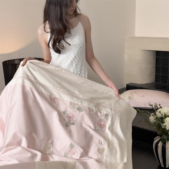 91家纺网 家纺一手货源 找家纺 MIU缪家居 2025新款100支全棉四件套-沁山茶 沁山茶-山茶粉