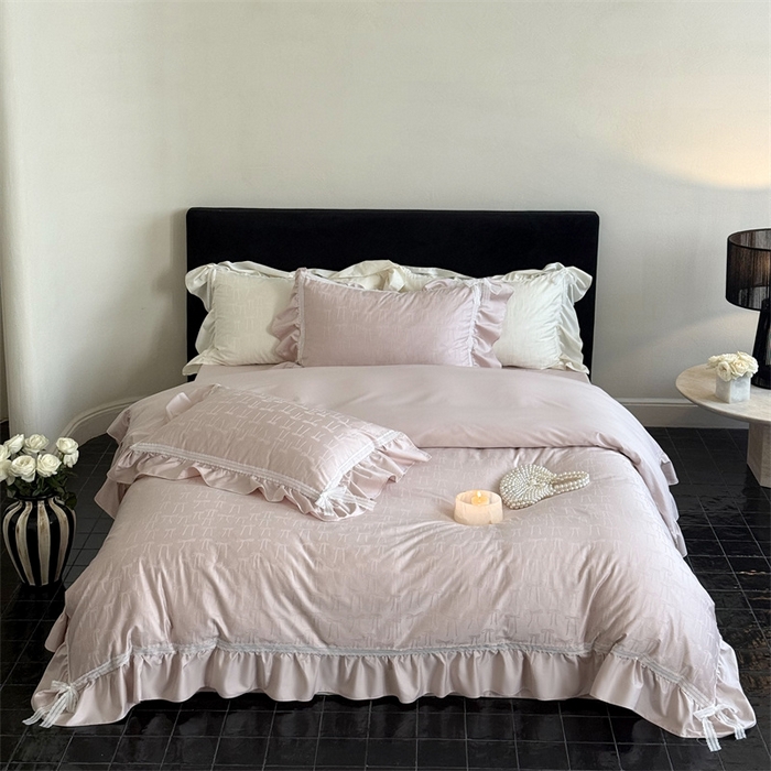 91家纺网 家纺一手货源 找家纺 MIU缪家居 2025新款100支全棉四件套-薇薇安 薇薇安-梅子粉