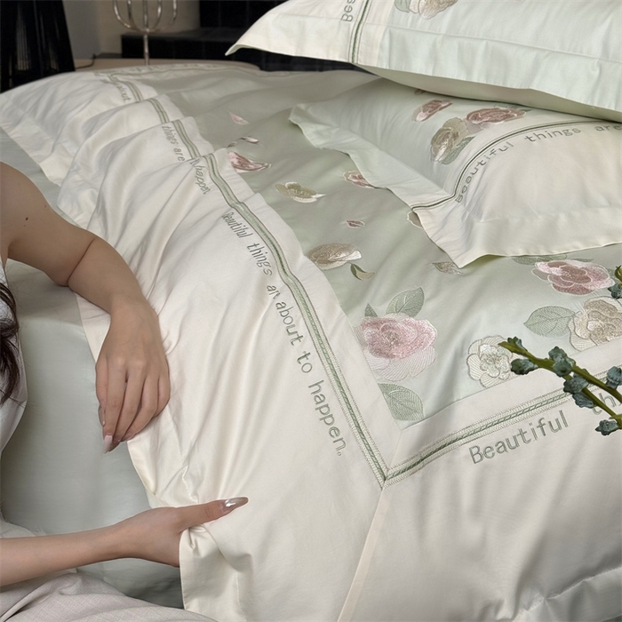 91家纺网 家纺一手货源 找家纺 MIU缪家居 2025新款100支全棉四件套-沁山茶 沁山茶-半夏绿