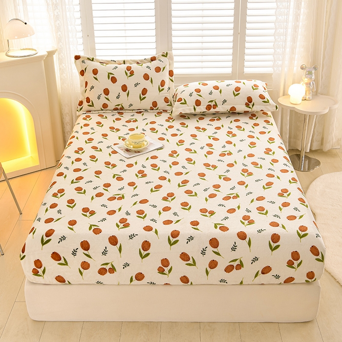 91家纺网 家纺一手货源 找家纺 圣楚家纺 2025新款牛奶绒床笠 最美伊人