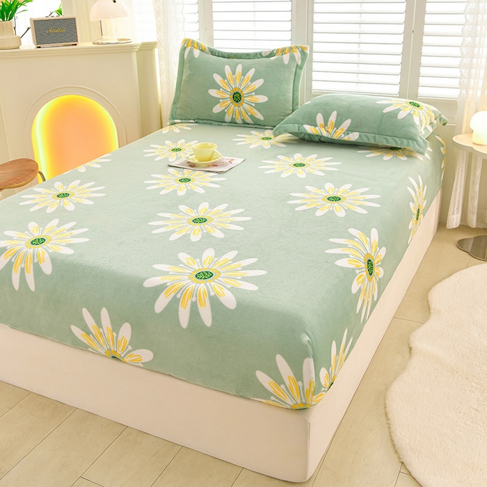 91家纺网 家纺一手货源 找家纺 圣楚家纺 2025新款牛奶绒床笠 冬日暖阳