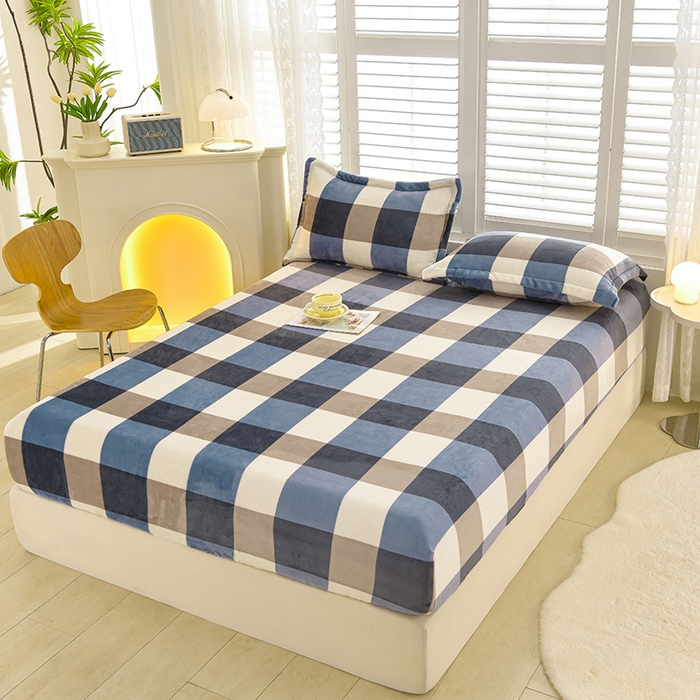 91家纺网 家纺一手货源 找家纺 圣靓家纺 2025新款加厚牛奶绒床笠 简静时光