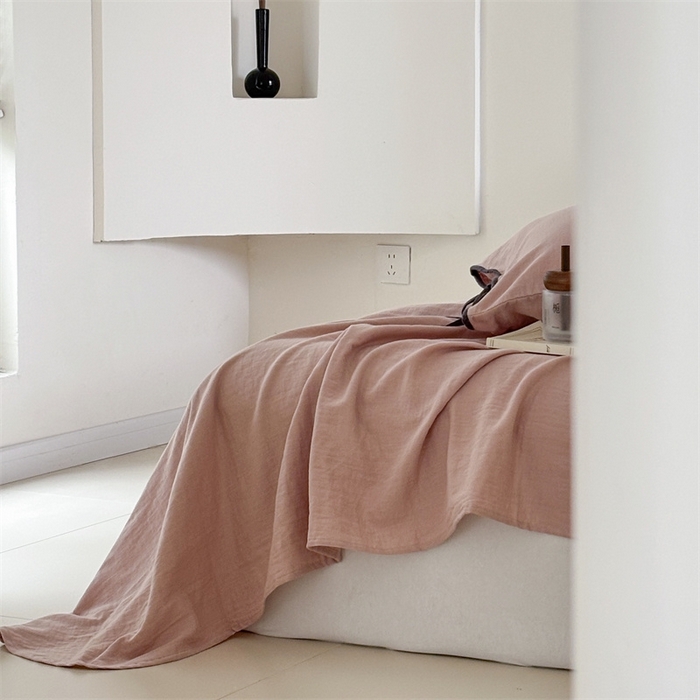 91家纺网 家纺一手货源 找家纺 FORTWO家纺原创设计（FOR TWO家纺） 2025新款双层纱撞色包边蝴蝶结款四件套-海盐 海盐-红茶