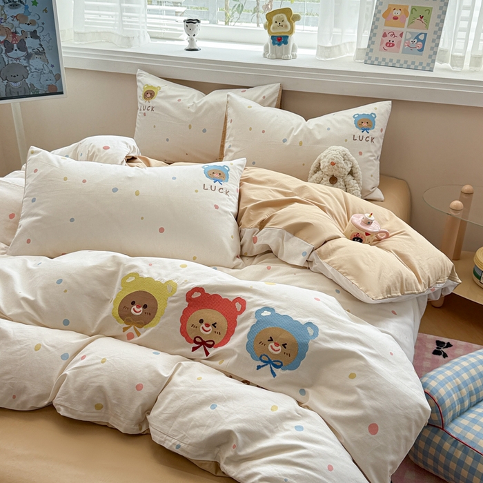 91家纺网 家纺一手货源 找家纺 慕尚家纺 2025新款全棉印花毛巾绣工艺款四件套 钟情与你