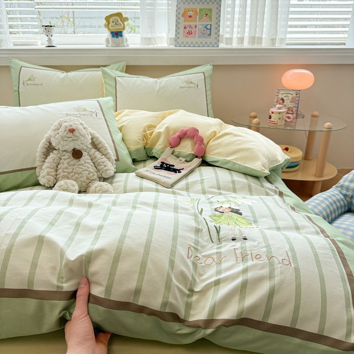 慕尚家纺 2025新款全棉印花毛巾绣工艺款四件套 亲爱的朋友